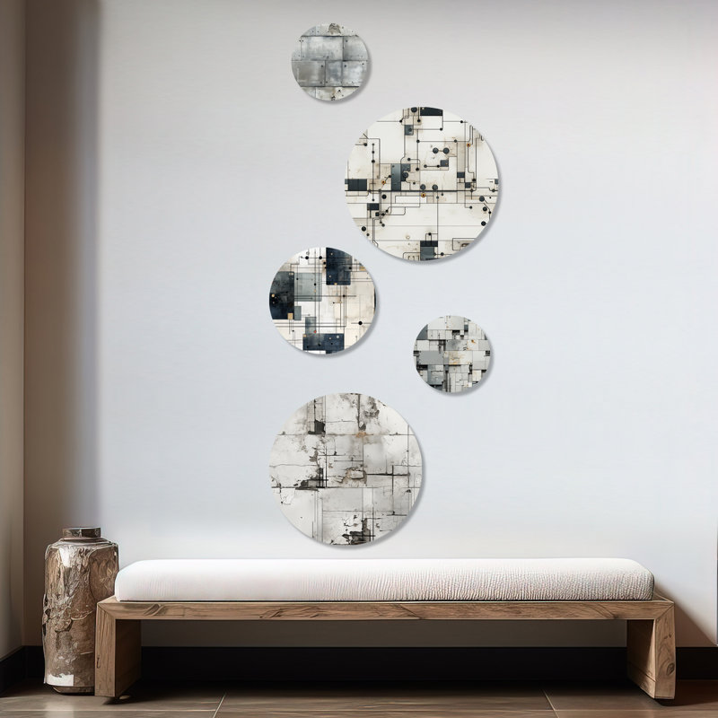 Francina - Ensemble d'art mural géométrique rond moderne de 5