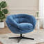 Fauteuil d'appoint à assise simple compacte en chenille bleu profond pivotant à 360 degrés avec base en métal noir