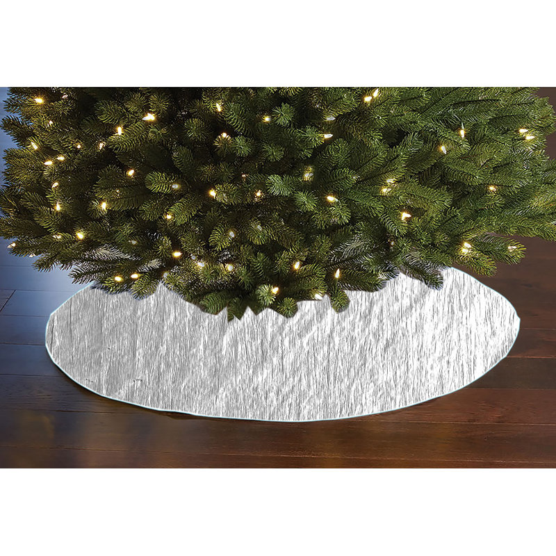 Jupe d'arbre de Noël en taffetas froissé, Blanc