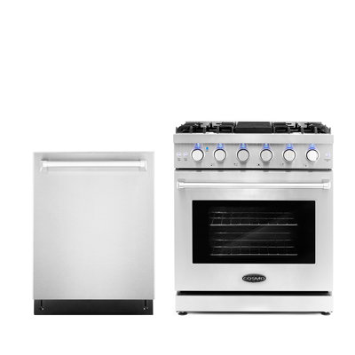 2 Piece Kitchen Package with 30" Freestanding Gas Range & 24" Dishwasher