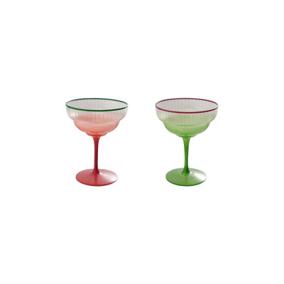 Verre taillé cannelé avec rebord coloré 2 couleurs dégradées