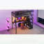 Lit mezzanine double en métal avec bureau, station de charge et escalier, idéal pour les enfants et les adolescents, conception compacte, durable et élégante-134229344-134229345