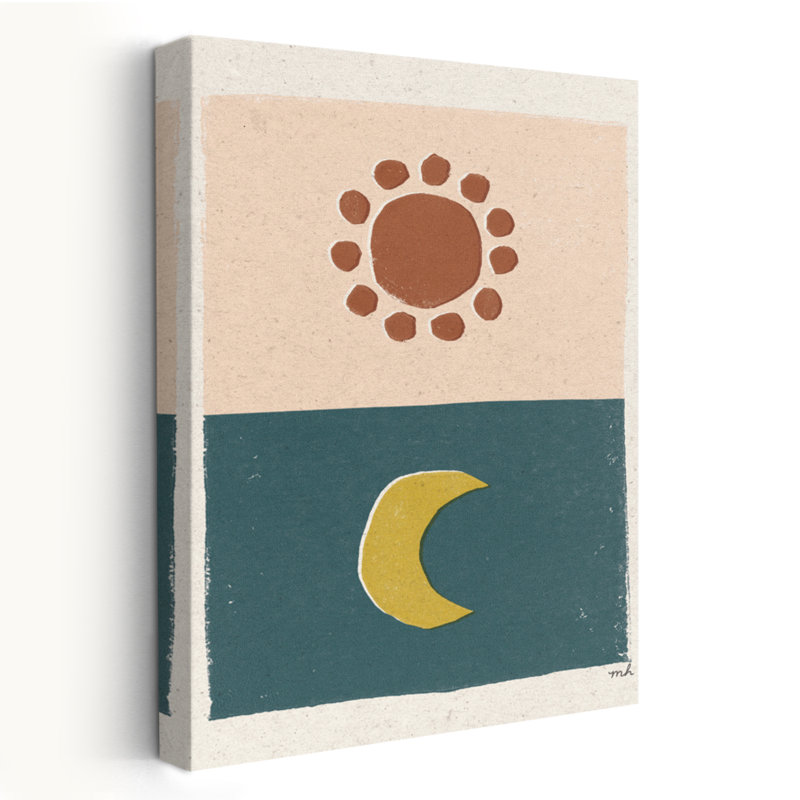 New Day I - art de lune céleste en croissant brun brun, H 48 po x l 32 po