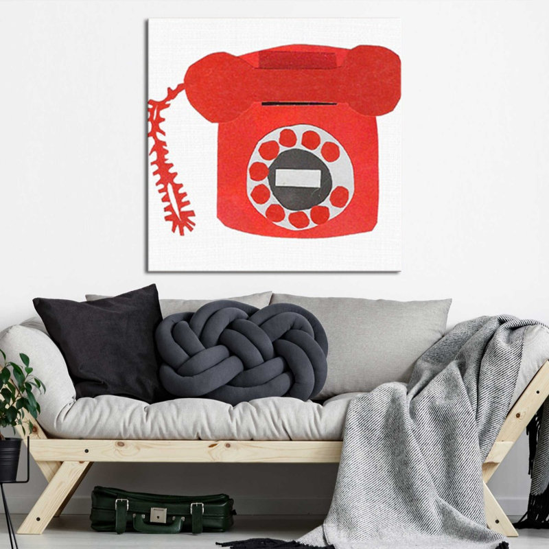 «Retro Téléphone Red» par Jen Bucheli - Impression sur toile
