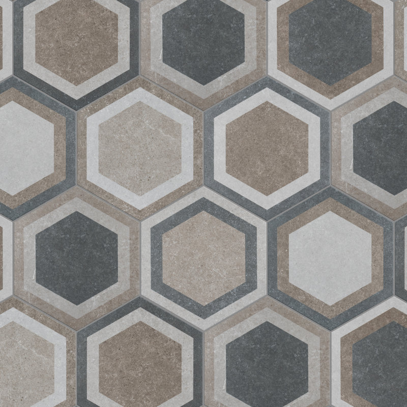 Traffic Hex 9" x 10" Porcelain Patterned Wall & Floor Tile