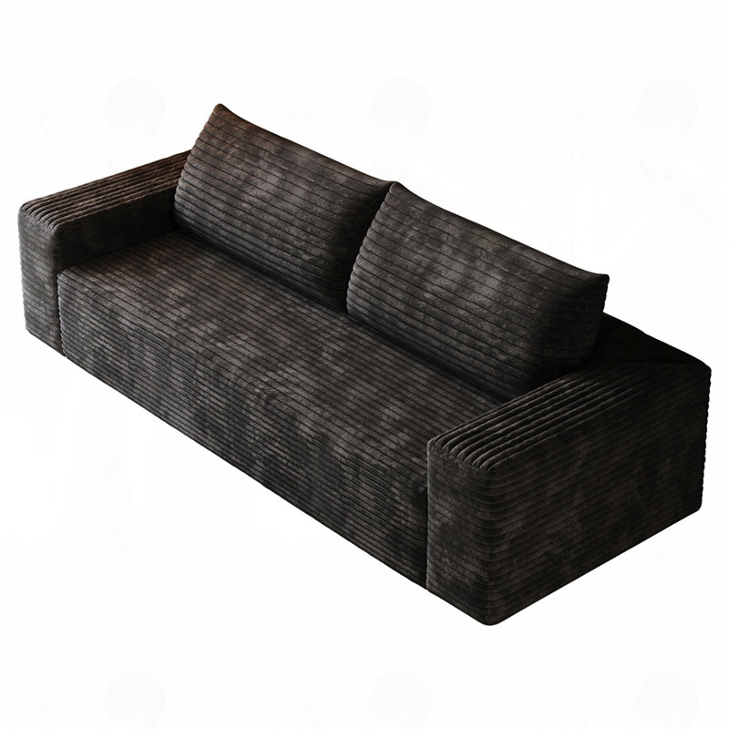 Tissu en velours côtelé désossé, sièges profonds, Noir
