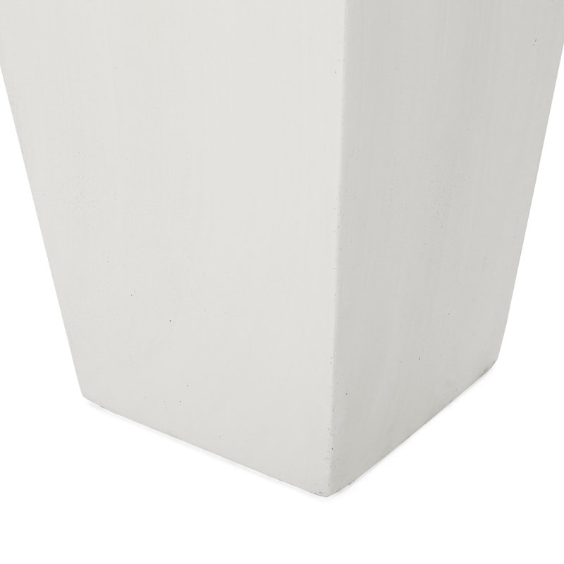 13" X 28.5" Matte White Outdoor Planter - Tapered Cast Stone, Adds Patio Beauty Creates Backyard Allure, White