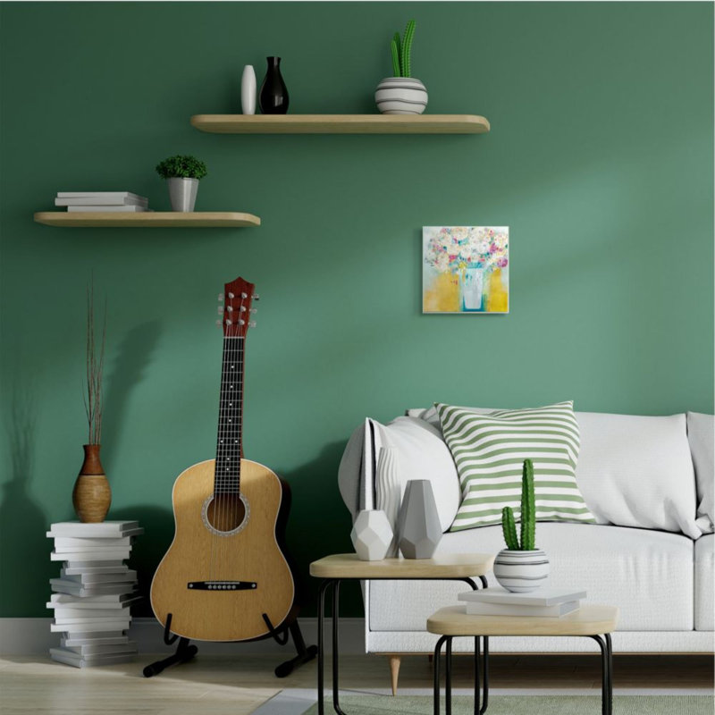 Vibrant, œillets, jaune, rose, blanc, fleurs abstraites - impression d'art graphique, 12" H x 12" W x 0.5" D, Plaque murale