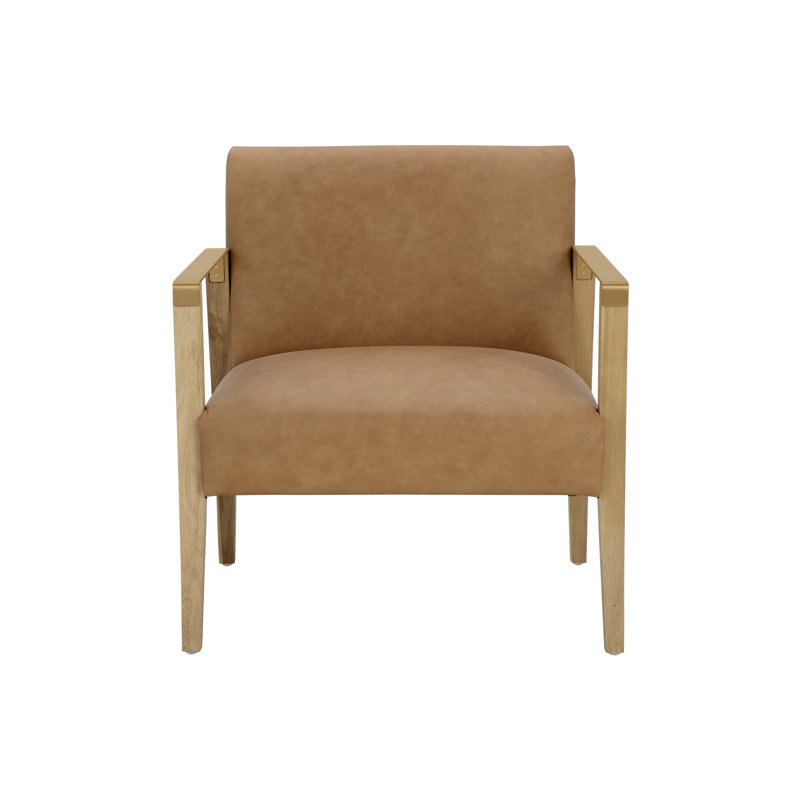 Chaise longue en cuir véritable à grain supérieur de 29,75 po Patnode CAL117 - Brun