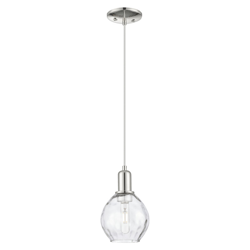 Arcadia - Amaaya - Mini-luminaire suspendu à cordon 1 lumière 6 po, H 9,33 po x l 6 po x P 6 po, Nickel poli
