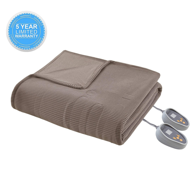 Couverture chauffante en peluche, Double, Grenat