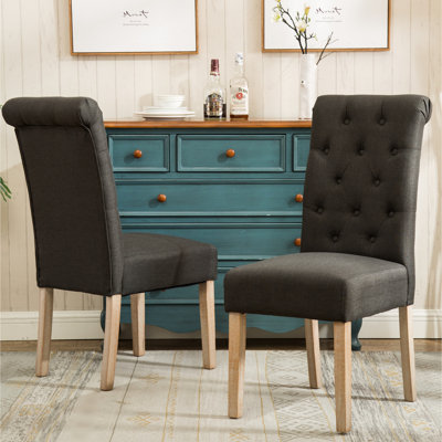 2 pièces de chaises en bois massif gris anthracite