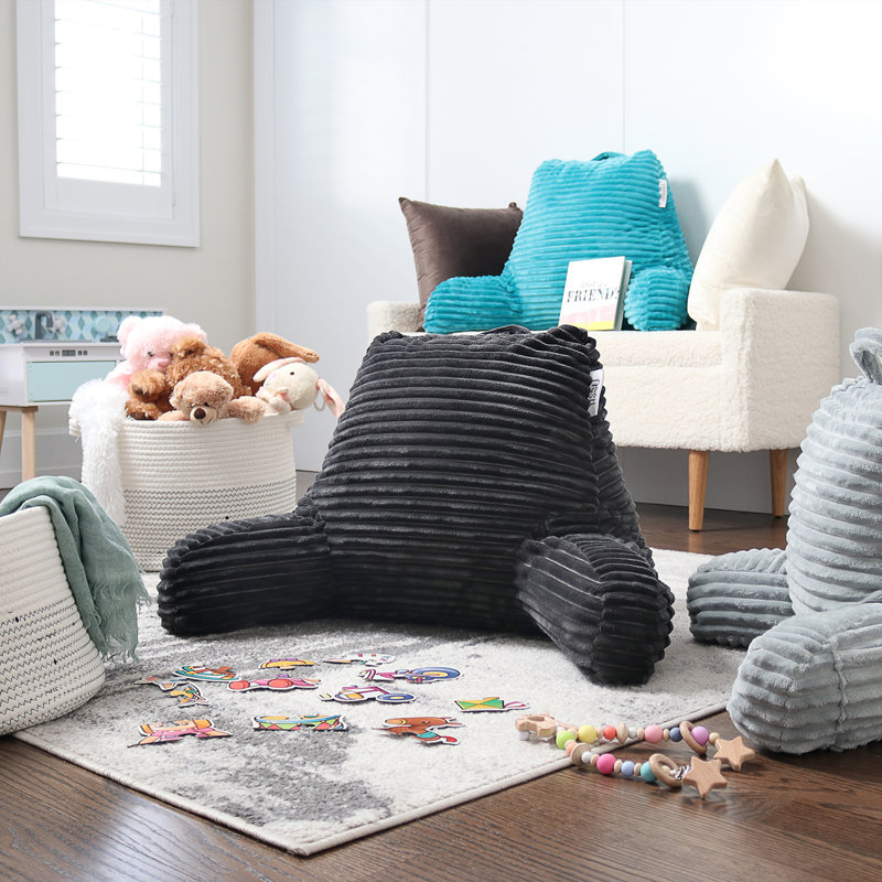 Coussin pour le dos, 14 po x 13 po, Gris foncé