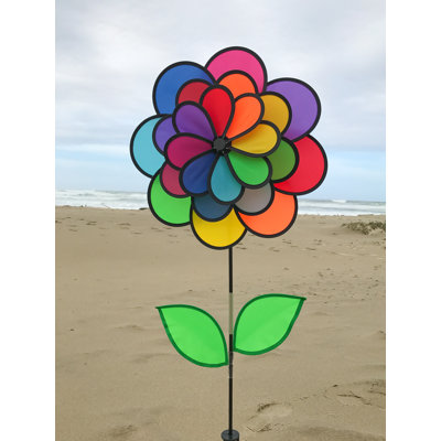 Triple Wheel 24 Petal Flower Spinner with Leaves