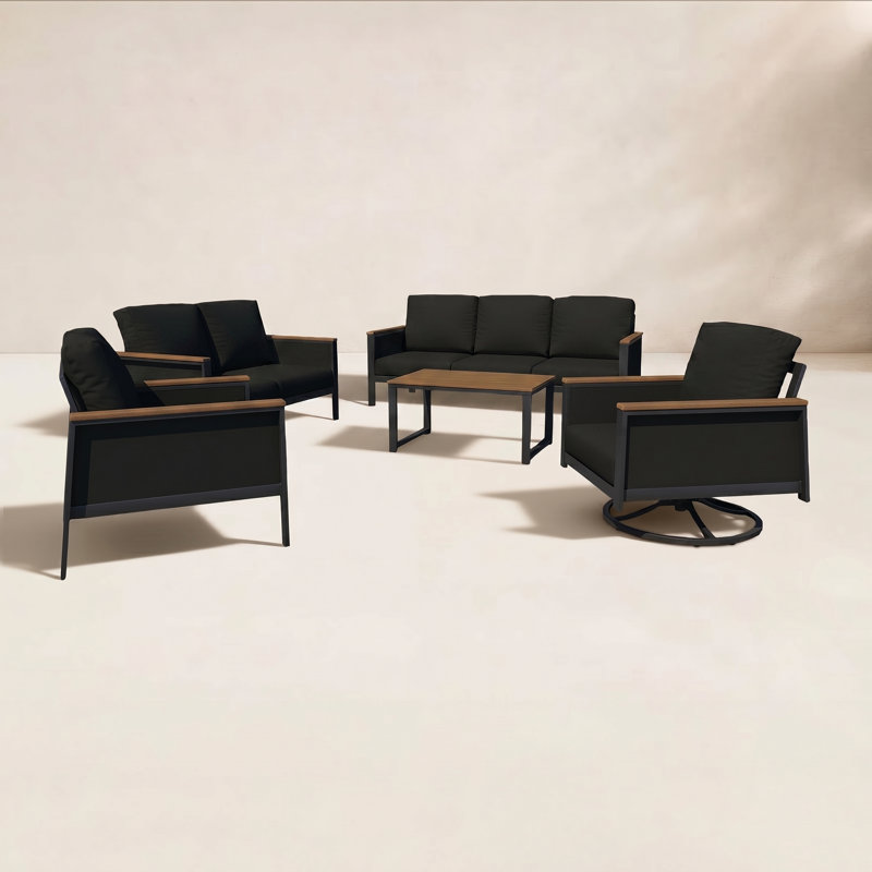 Townsend 7 - Person Outdoor Seating Group with Sunbrella Cushions, Canvas Black