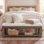 Banc rembourré en bois de 55 pouces avec rangement, banc de bout rustique avec coussin en peluche pour chambre à coucher 