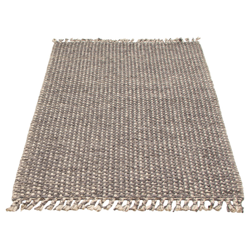 Tapis gris foncé en laine tressé à la main Cheyney