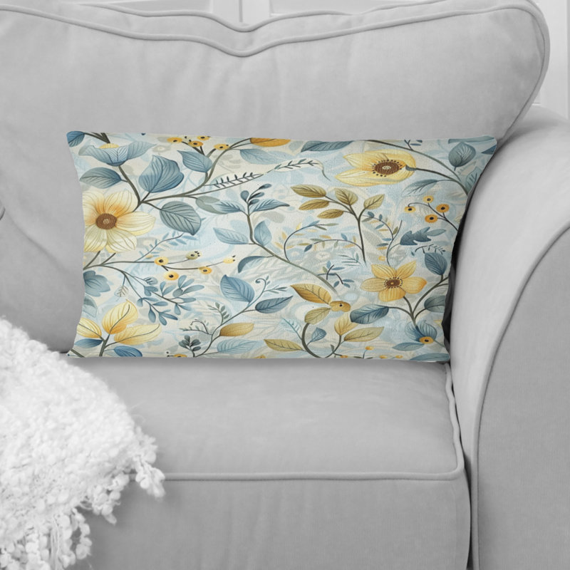 Coussin lombaire transitionnel Blue Gold Floral Gardens II