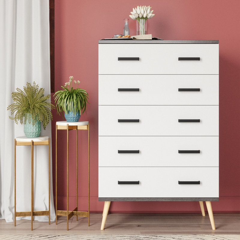 Classic 5 Drawer Chest, Charcoal Oak/Silver Oak