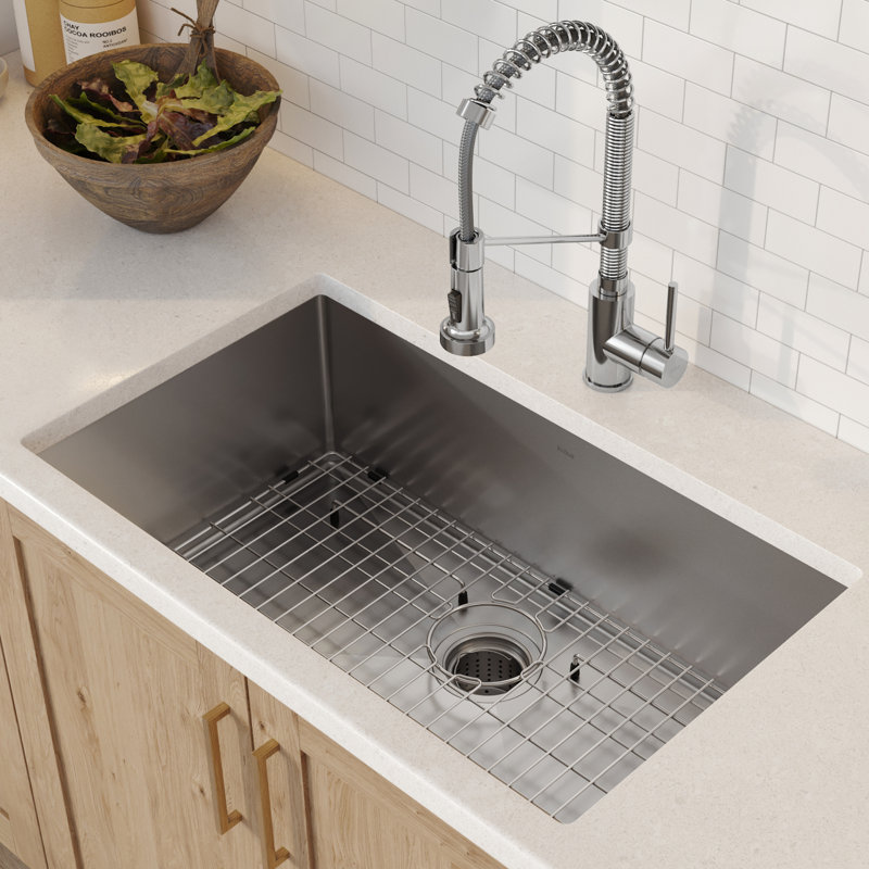 Kraus 32-in Standart Pro Kitchen Sink Combo Set with Bolden™ Kitchen Faucet and Soap Dispenser, Chrome