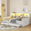 Lit de jour extensible, lit de jour simple à double avec tête de lit, lit de jour simple avec station de charge et lumière, blanc-129591964