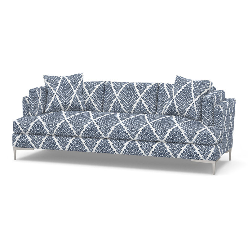Aiden Upholstered 90.5'' Sofa, Stainless Steel, Perigold Emmeline Lapis