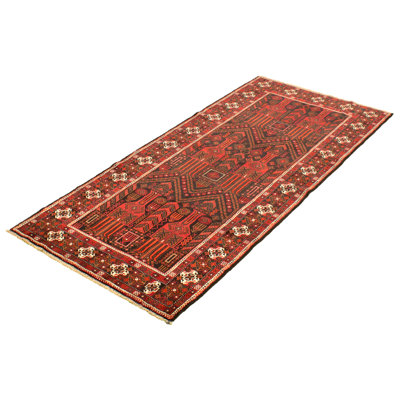 One-of-a-Kind 4'1" X 9'9" 1980s Runner Wool Area Rug in Copper