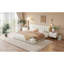 Lit plateforme tapissier très grand moderne, structure en MDF robuste, beige