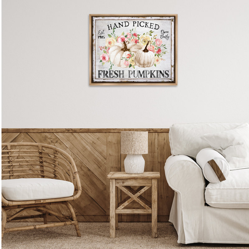 Hand Picked Pumpkins Framed Giclee Art by Creatif Belle, Montalcino Elm Floater Frame, 25" H x 31" W