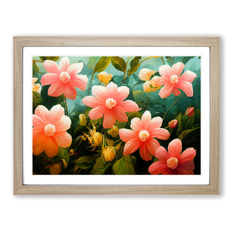 Breathtaking Flowers - Single Picture Frame Painting, 46cm H x 64cm W x 2cm D, Oak Framed
