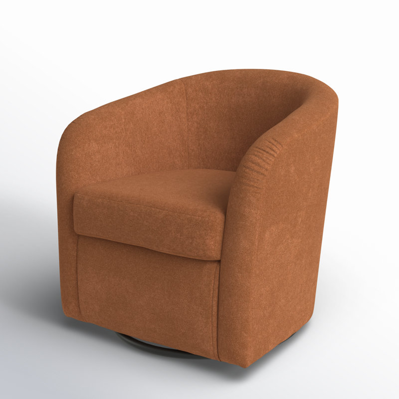 Anrea 30.5" W Polyester Swivel Barrel Chair, Chloe Clay Polyester Blend