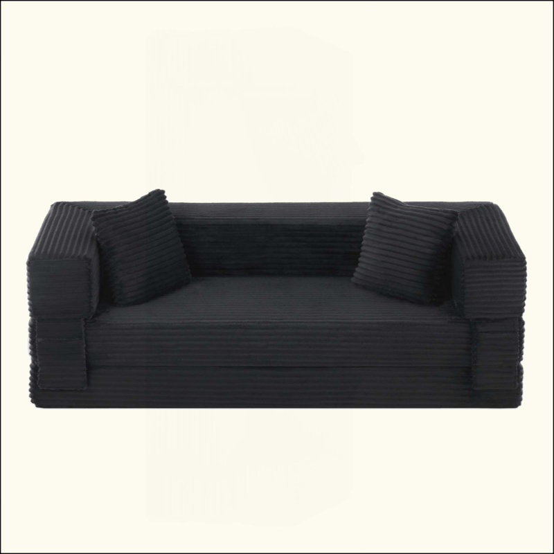 Modern Cord Sofa With Stylish Appearance, Classic Square Design, Unique Two-Tier Design, Convertible Into A Bed, Ideal For Apartments And Large Spaces.