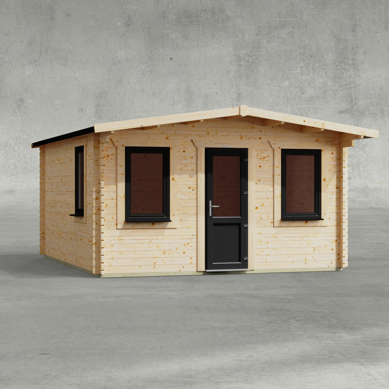Powersheds 14 x 16ft Apex Deluxe Retreat Log Cabin, Door Central - 44mm