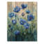 Océan bleu pivoines dans le champ II - art mural en bois pivoines - sur bois de pin naturel-1749879878