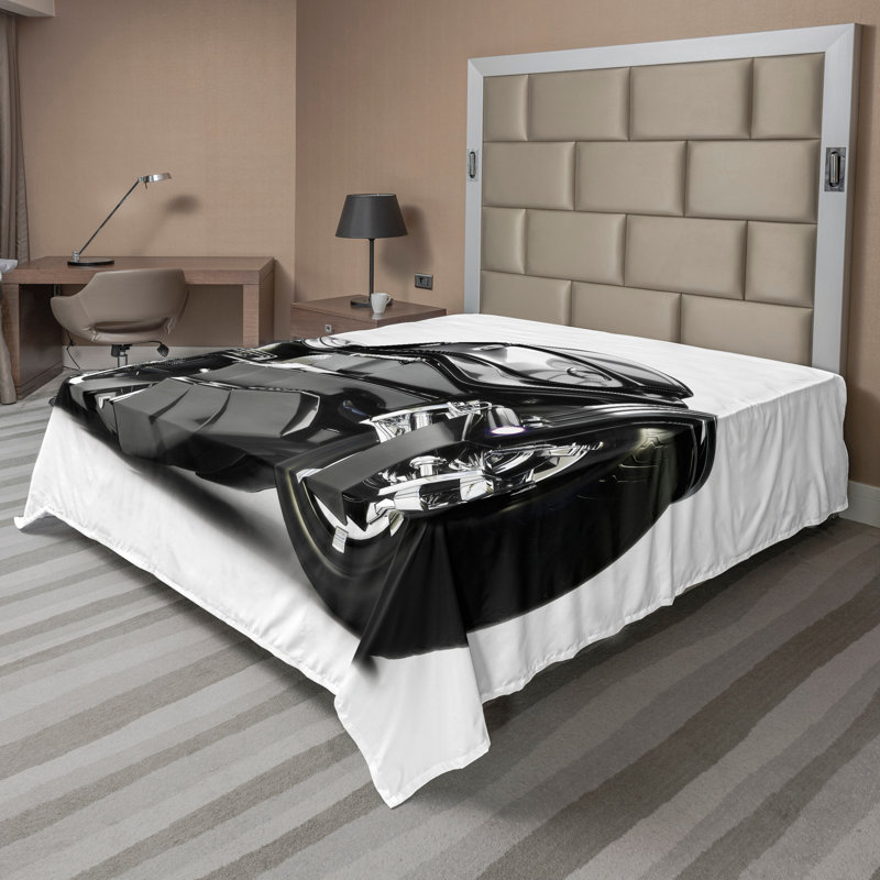 Drap-housse noir Ambesonne, Drap plat pour très grand lit californien