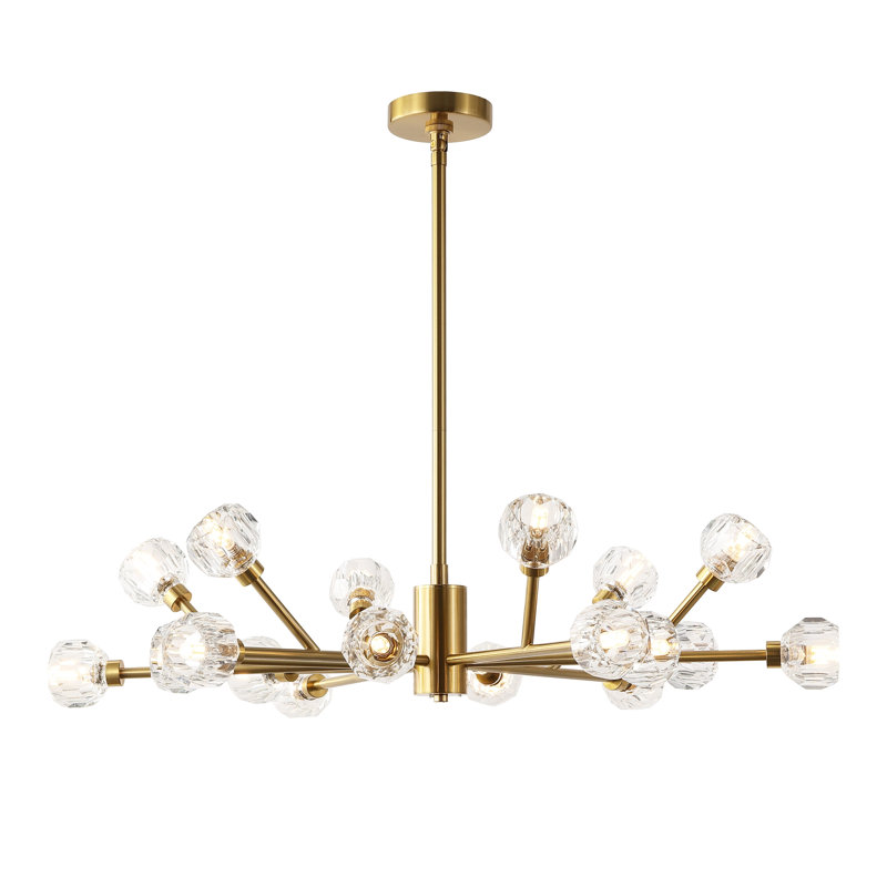 Elizabelle 18 - Light Crystal and Iron Dimmable Sputnik Modern Linear Chandelier, Gold