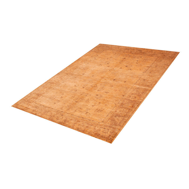 Tapis unique en laine noué à la main couleur cuivre 6 pi 3 po x 9 pi 2 po