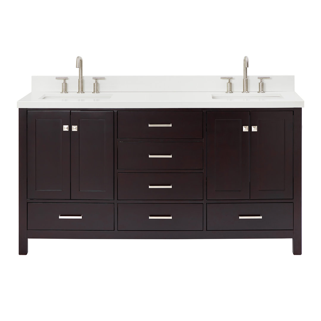 Grevera 67'' Double Bathroom Vanity with White Quartz Top Hokku Designs Base 