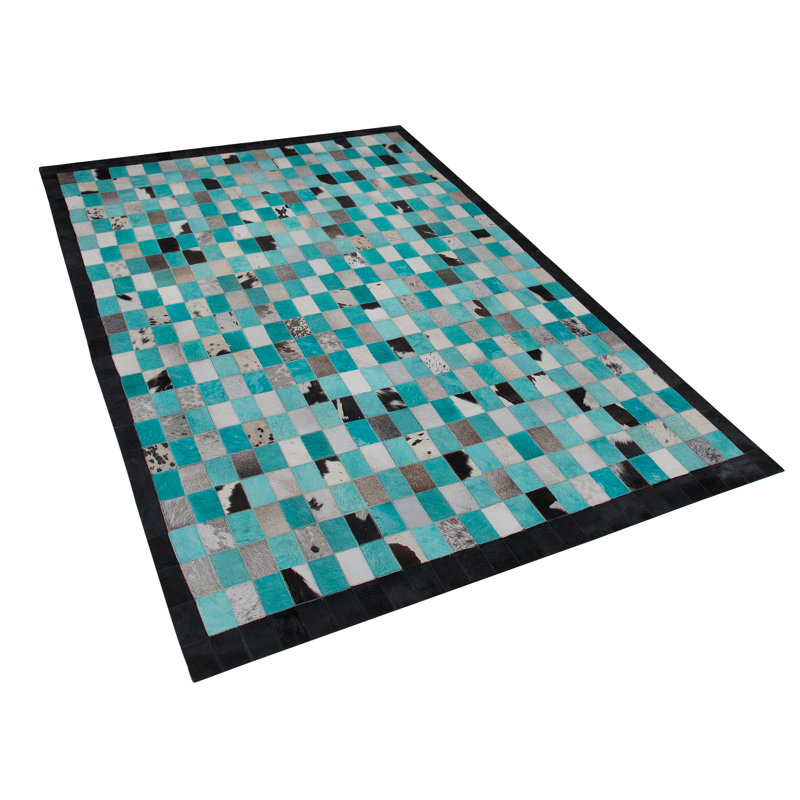 Burkeville Geometric Leather Area Rug, Rectangle: 140 x 200cm