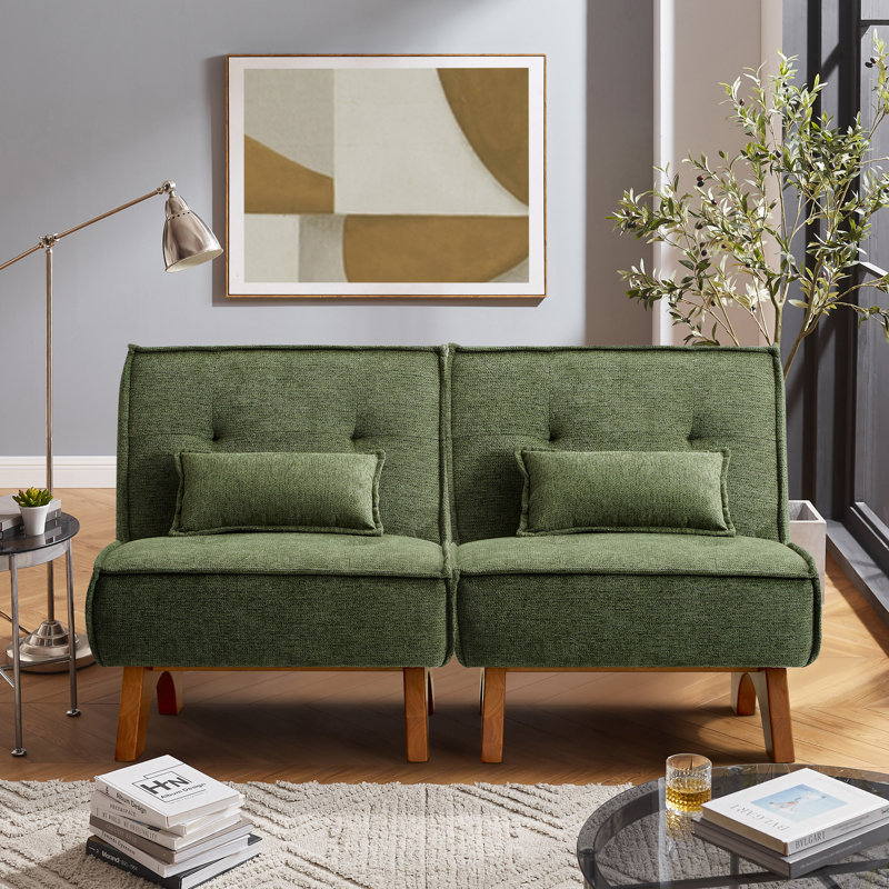 Méridienne d'appoint rembourrée avec oreiller l 29,5 po Kayala (ensemble de 2), Boucle verte