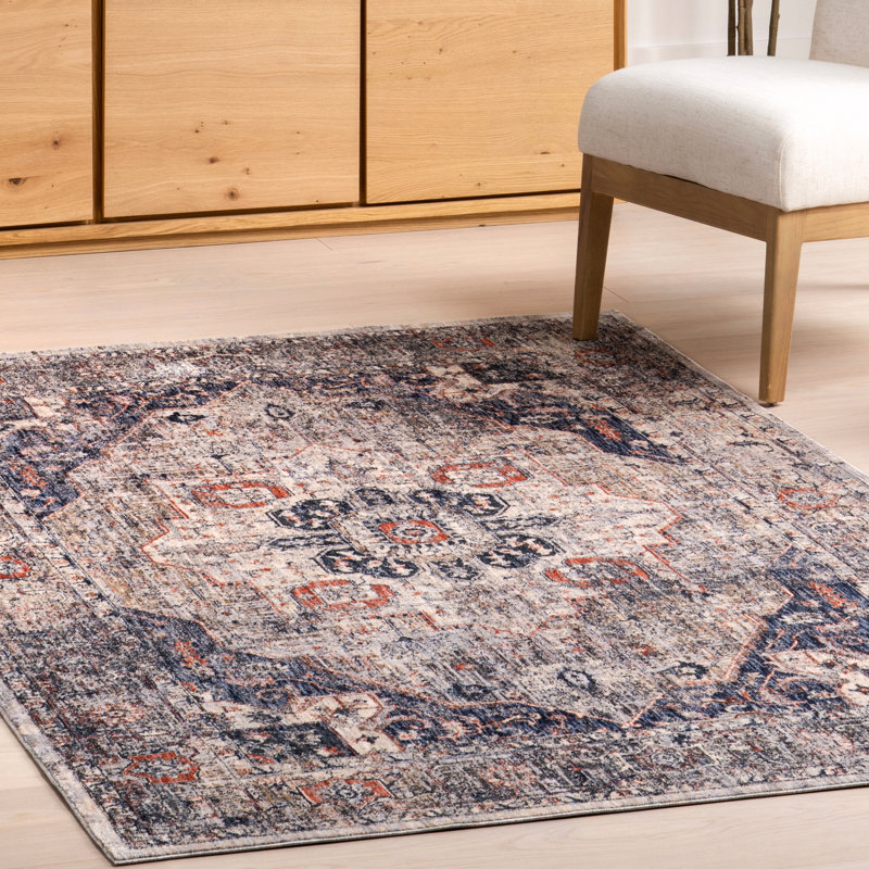 Saffron Traditional Medallion Area Rug, Rectangle 5' x 8'