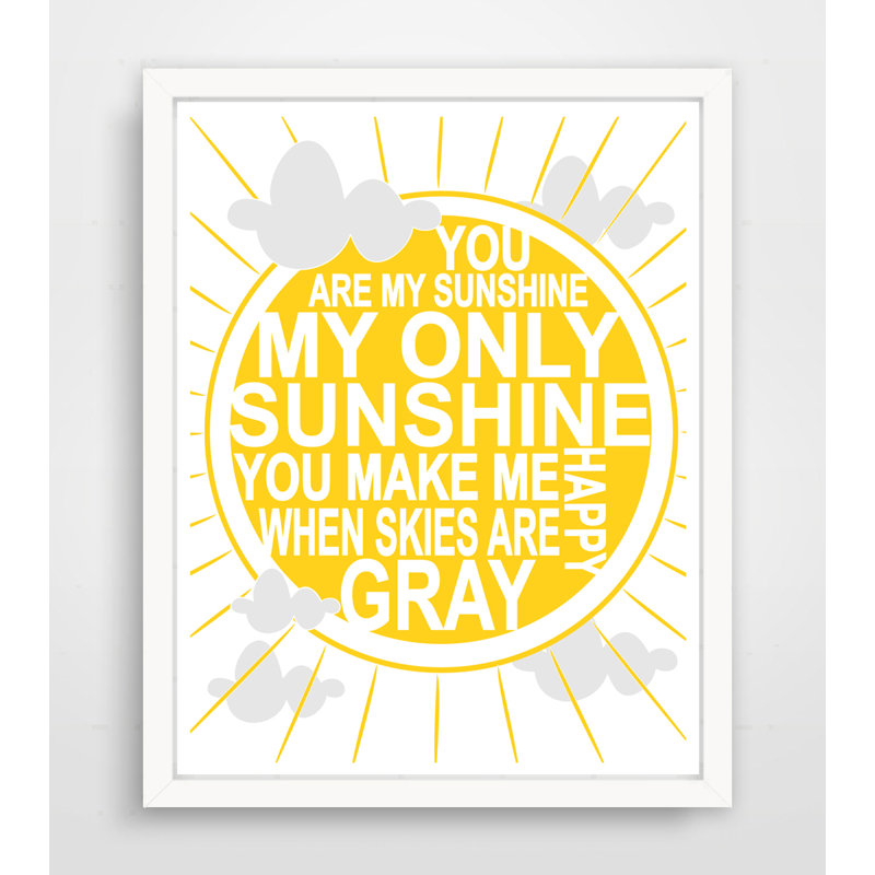 «You Are My Sunshine», impression sur papier typographique soleil jaune moderne, H 20 po x l 16 po