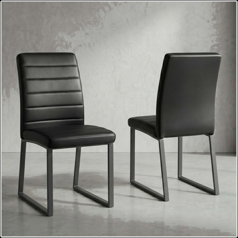 Chaise de bureau / salle à manger en polyuréthane robuste - coussin épais de 2,1 po - ensemble de 4, White, 4, White, Gold