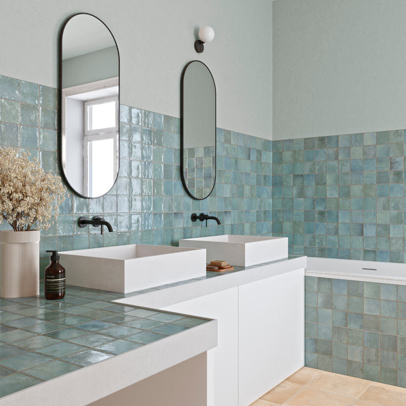 Spanish Amaris 12 in. x 24 in. Glazed Porcelain Wall Tile (5 PCS, 10.76 Sq. Ft./Case), Teal