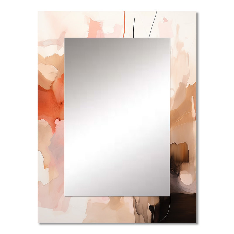 Distant Clouds Abricot Crush Infusion II - Abstract Shapes Unique Wall Mirror, Pink Mirror, Printed Metal Art, 32" x 24"