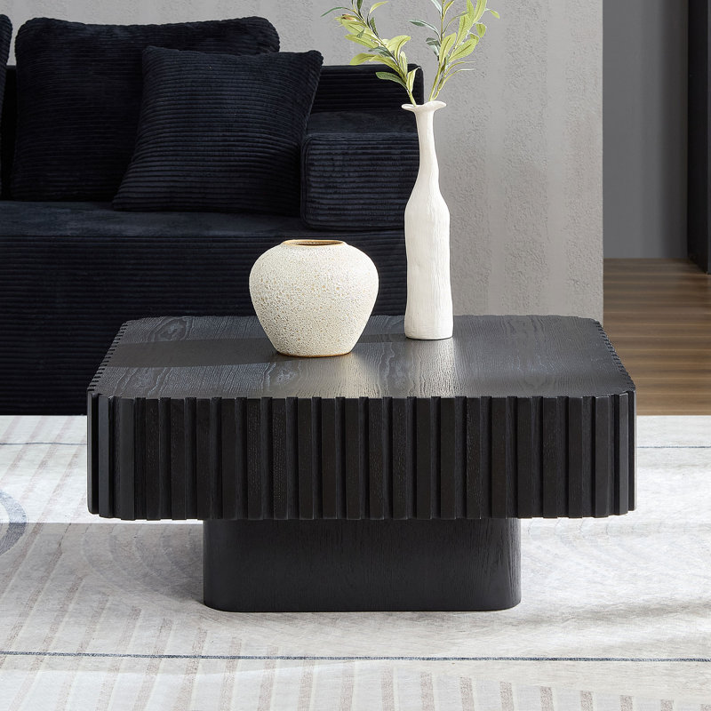 Table basse carrée 31,5 pouces Handcraft, H 15,75 po x L 35,43 po x l 35,43 po, Noir