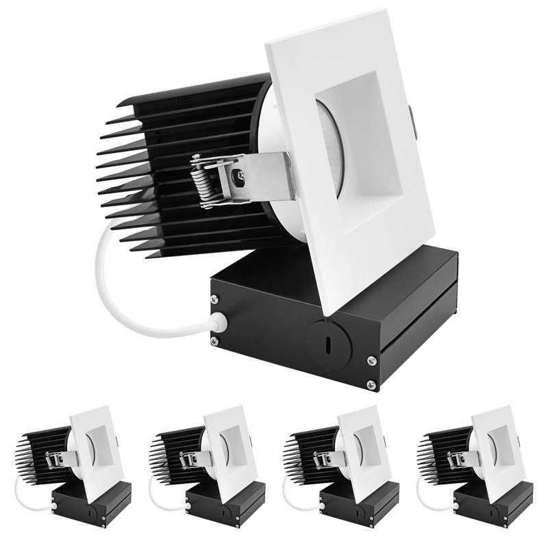 Luminaire encastré DEL Luxrit de 4 po, 5 lumières à DEL sans lumière, 38º, 22W, 1700LM, garniture blanche interchangeable, intensité variable, intensité variable, 4 lumières DEL Luxrite