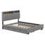 Grand lit plateforme tapissier avec tête de lit, lit gigogne simple TG et 2 tiroirs-100084005