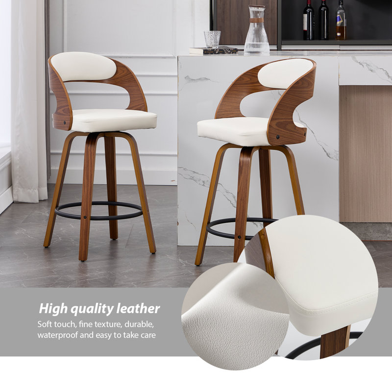 Swivel Counter Bar Stools Set of 2, White, 2