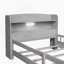 Lit plateforme en bois avec éclairage à DEL intégré, tête de lit avec rangement et garde-corps